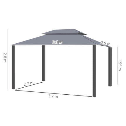 3x4 Metre Aluminium Gazebo with Sidewalls and Nets - Grey