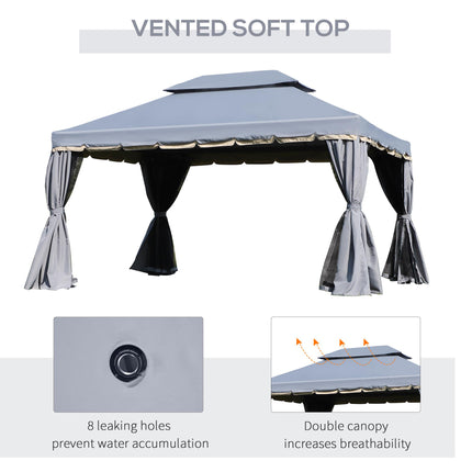 3x4 Metre Aluminium Gazebo with Sidewalls and Nets - Grey