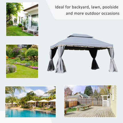 3x4 Metre Aluminium Gazebo with Sidewalls and Nets - Grey