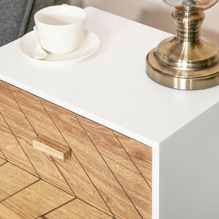 Nordic Style 2 Drawer Wooden Bedside Table for Space-Saving Storage - Natural Wood