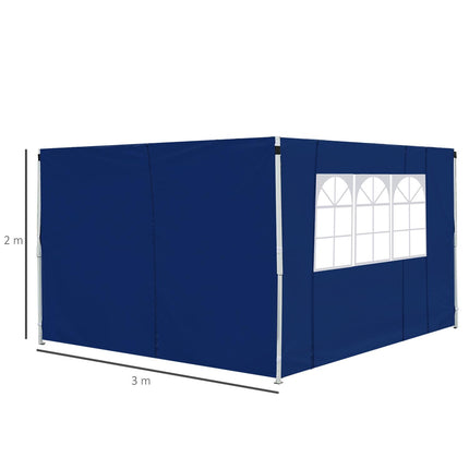 3m Gazebo Exchangeable Side Panels with Window 300x200cm - Blue