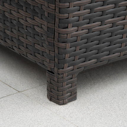 Rattan Garden Side Table with Tempered Glass Top 64x64x68cm - Brown