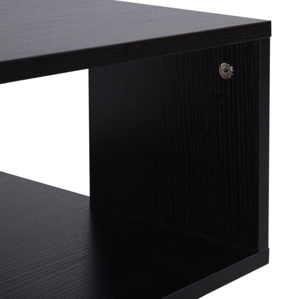 Side Table, Square Coffee Table, Modern End Table with 2 Tier Storage Shelves Fo
