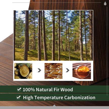 Wood Barrel Electric Patio Water Fountain Pump - Carbonized Wood