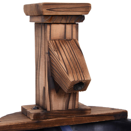 Wood Barrel Electric Patio Water Fountain Pump - Carbonized Wood