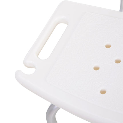 Adjustable Bath Chair Shower Stool with Safety Seat for Elderly - Cream White
