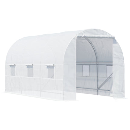 Large Walk-In Greenhouse with Galvanised Steel Frame and UV Protection Cover - White