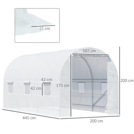 Large Walk-In Greenhouse with Galvanised Steel Frame and UV Protection Cover - White