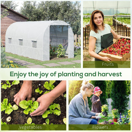Large Walk-In Greenhouse with Galvanised Steel Frame and UV Protection Cover - White