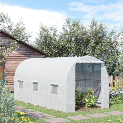 Large Walk-In Greenhouse with Galvanised Steel Frame and UV Protection Cover - White