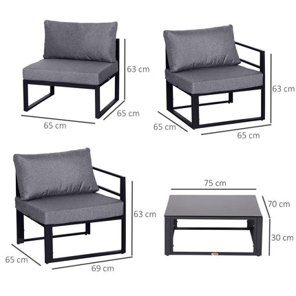 6-Piece Outdoor Sectional Sofa Set with Cushions and Aluminum Frame - Grey