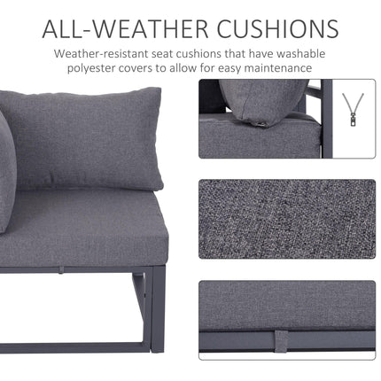 6-Piece Outdoor Sectional Sofa Set with Cushions and Aluminum Frame - Grey