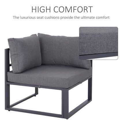 6-Piece Outdoor Sectional Sofa Set with Cushions and Aluminum Frame - Grey