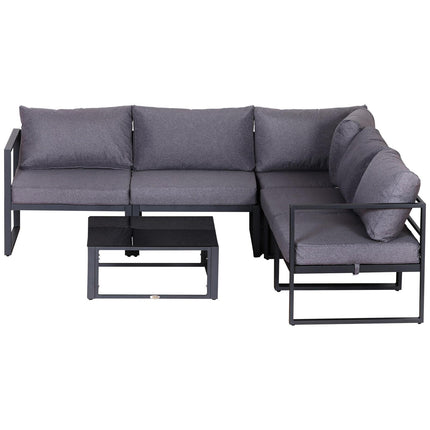 6-Piece Outdoor Sectional Sofa Set with Cushions and Aluminum Frame - Grey