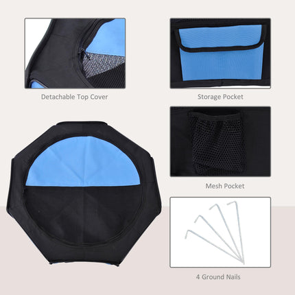 8-Panel Foldable Fabric Pet Playpen 90x41 cm for Small Pets - Blue