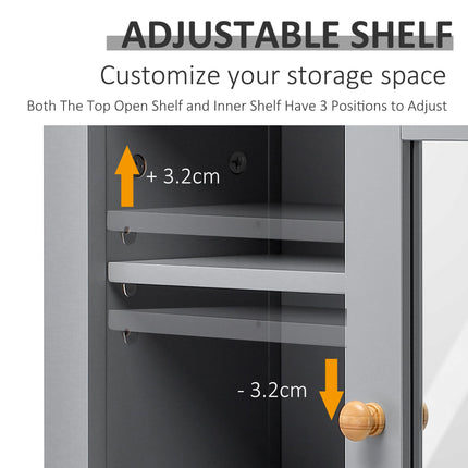 Bathroom Wall Mirror Storage Cabinet with Adjustable Shelves - Grey