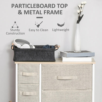 Vertical 7 Linen Drawer Cabinet Organizer Tower with Metal Frame and Adjustable Feet - White, Oak, Light Grey
