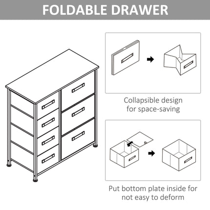 Vertical 7 Linen Drawer Cabinet Organizer Tower with Metal Frame and Adjustable Feet - White, Oak, Light Grey