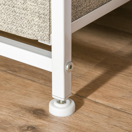 Vertical 7 Linen Drawer Cabinet Organizer Tower with Metal Frame and Adjustable Feet - White, Oak, Light Grey