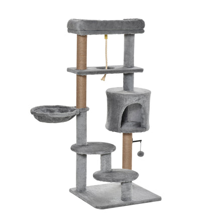 Cat Tree Tower for Indoor Cats 120cm Climbing Kitten Activity Center with Jute S