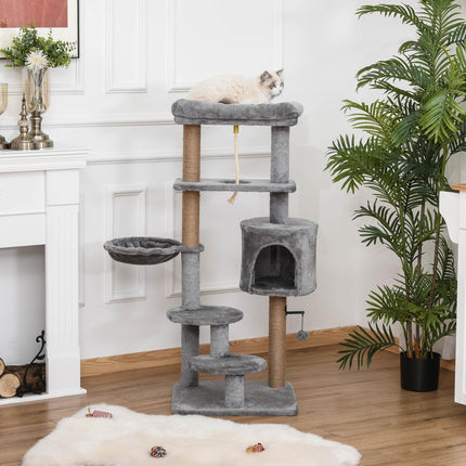 Cat Tree Tower for Indoor Cats 120cm Climbing Kitten Activity Center with Jute S