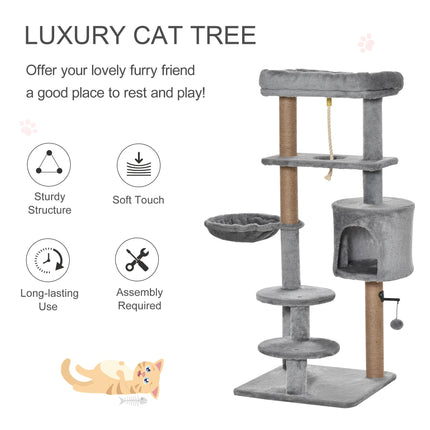 Cat Tree Tower for Indoor Cats 120cm Climbing Kitten Activity Center with Jute S