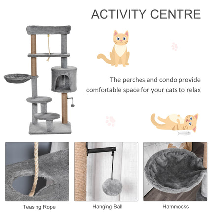 Cat Tree Tower for Indoor Cats 120cm Climbing Kitten Activity Center with Jute S