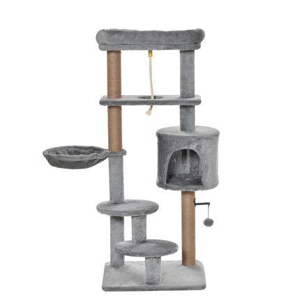 Cat Tree Tower for Indoor Cats 120cm Climbing Kitten Activity Center with Jute S