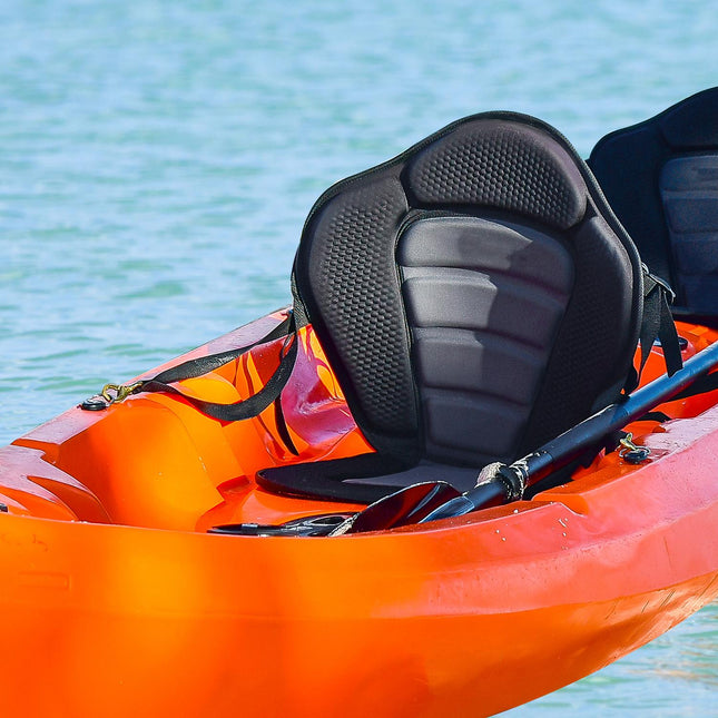 High Back Detachable Canoe Kayak Seat with Adjustable Straps for Comfort - Black
