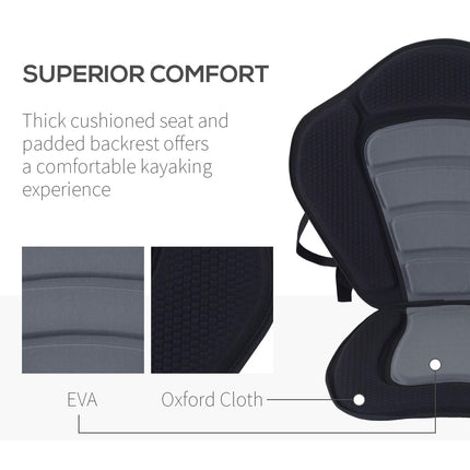 High Back Detachable Canoe Kayak Seat with Adjustable Straps for Comfort - Black