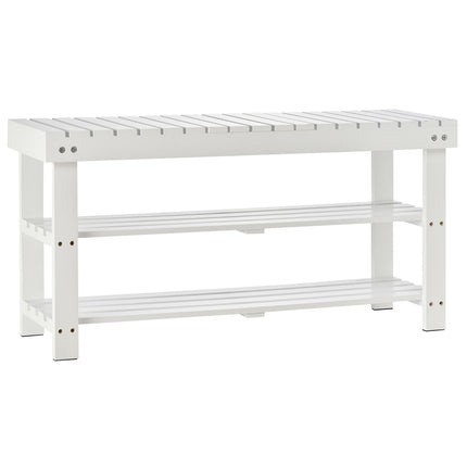 Shoe Bench, 3-Tier Wooden Shoe Rack with Hidden Storage Compartment, Slatted She