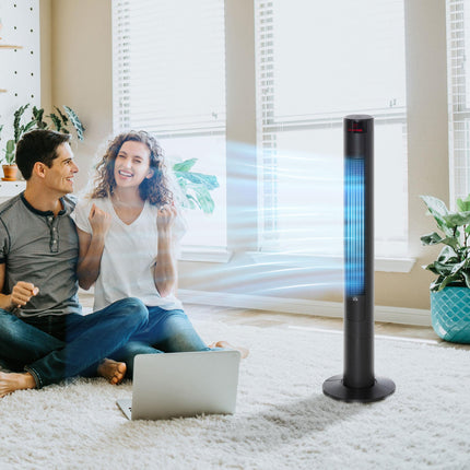 46" Tower Fan with Remote, 12H Timer, 3 Speeds & 4 Modes - Black