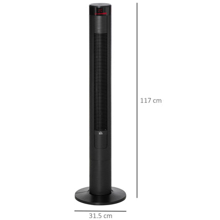 46" Tower Fan with Remote, 12H Timer, 3 Speeds & 4 Modes - Black