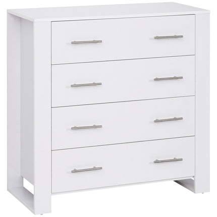 4-Drawer Chest of Drawers Storage Organizer with Metal Handles Freestanding Unit - White