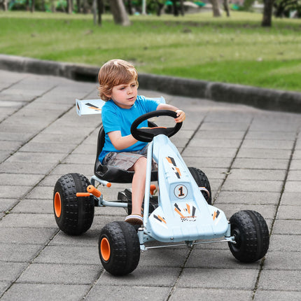 Kids Adjustable Seat Pedal Go-Kart with Steering & Brake - Blue/Orange