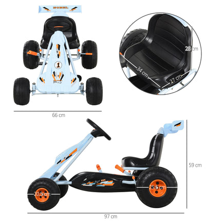 Kids Adjustable Seat Pedal Go-Kart with Steering & Brake - Blue/Orange