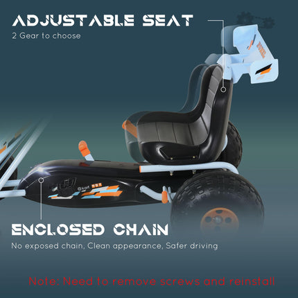 Kids Adjustable Seat Pedal Go-Kart with Steering & Brake - Blue/Orange