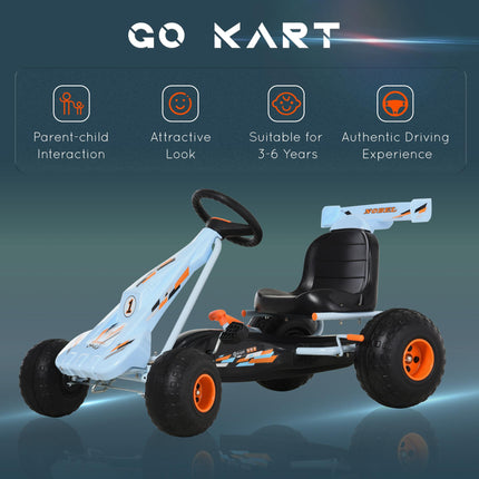 Kids Adjustable Seat Pedal Go-Kart with Steering & Brake - Blue/Orange