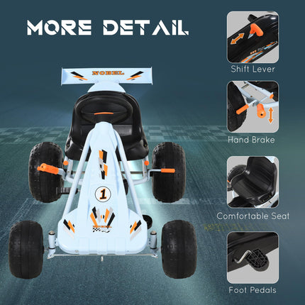 Kids Adjustable Seat Pedal Go-Kart with Steering & Brake - Blue/Orange