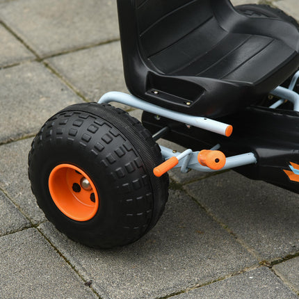 Kids Adjustable Seat Pedal Go-Kart with Steering & Brake - Blue/Orange