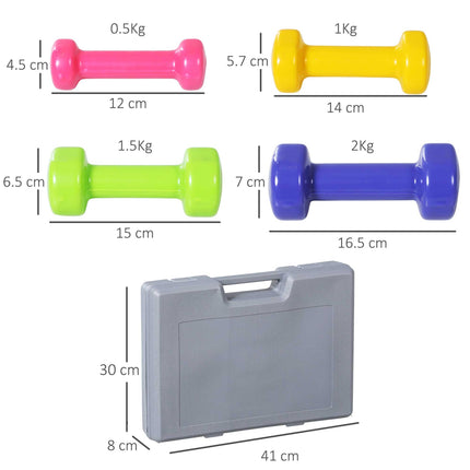 10kg Dumbbell Weight Set for Ladies with Carry Case - Multi Colour