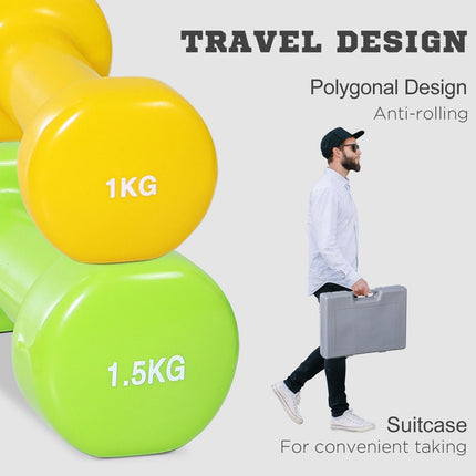10kg Dumbbell Weight Set for Ladies with Carry Case - Multi Colour