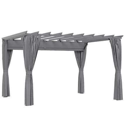 3.6 x 3(m) Outdoor Pergola Gazebo with Retractable Canopy and Curtains Garden Su