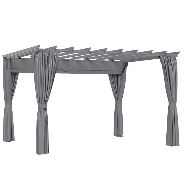 3.6 x 3(m) Outdoor Pergola Gazebo with Retractable Canopy and Curtains Garden Su
