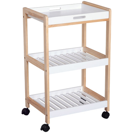 3-Tier Mobile Kitchen Trolley Cart with Rolling Wheels 46x35x74.5 cm - White