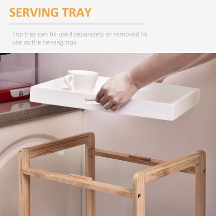 3-Tier Mobile Kitchen Trolley Cart with Rolling Wheels 46x35x74.5 cm - White
