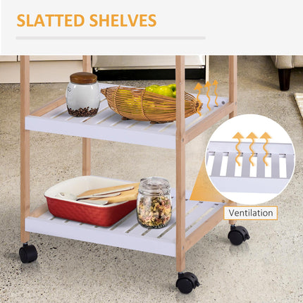 3-Tier Mobile Kitchen Trolley Cart with Rolling Wheels 46x35x74.5 cm - White