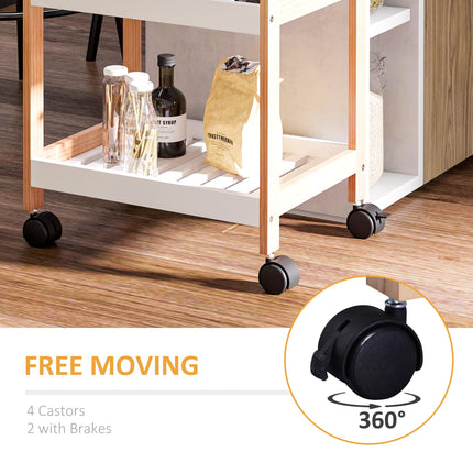 3-Tier Mobile Kitchen Trolley Cart with Rolling Wheels 46x35x74.5 cm - White
