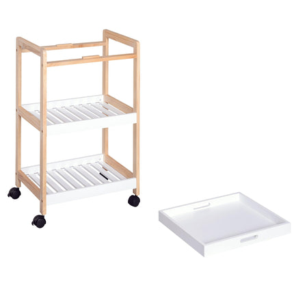 3-Tier Mobile Kitchen Trolley Cart with Rolling Wheels 46x35x74.5 cm - White