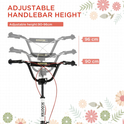 Teen Kids Adjustable Handlebar Stunt Kick Scooter with Dual Brakes 16 Inch Rubber Tyres - White